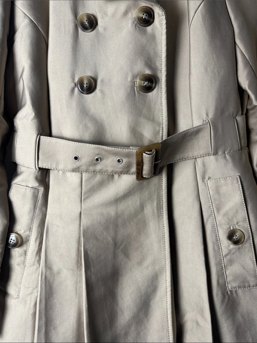 Kenneth Cole Classic Beige Double-Breasted Trench Coat with Belt GIII coat - Picture 3 of 11